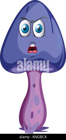illustration of a mushroom with a face on a white background Stock Vector