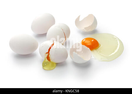 broken egg isolated on white background Stock Photo
