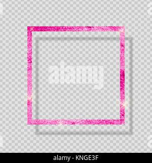 Pink Paint Glittering Textured Frame on Transparent Background. Vector Illustration Stock Vector