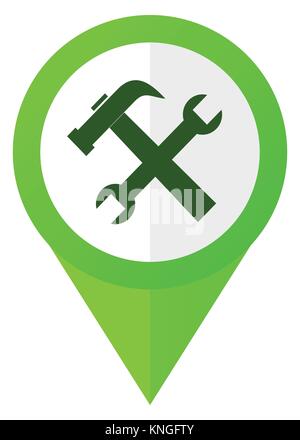 Tool green flat design pointer vector icon in eps 10 isolated on white background Stock Vector