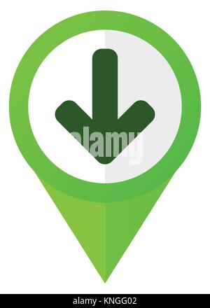 Download arrow green flat design pointer vector icon in eps 10 isolated on white background Stock Vector