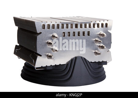 Aluminum cpu cooler heat sink isolated on white Stock Photo