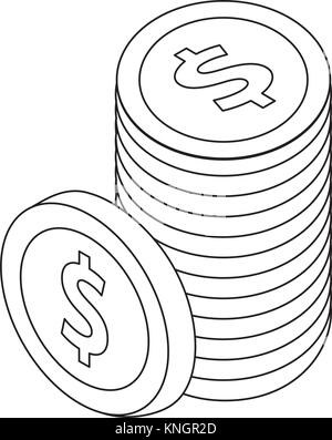 coin pile dollar money outline vector illustration eps 10 Stock Vector ...