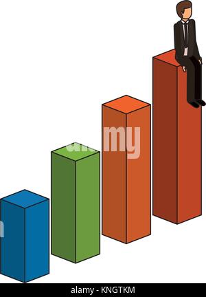 businessman sitting on a graph up successful character isometric Stock Vector