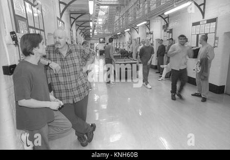 General view of prison wing during inmate association, HMP Winchester ...