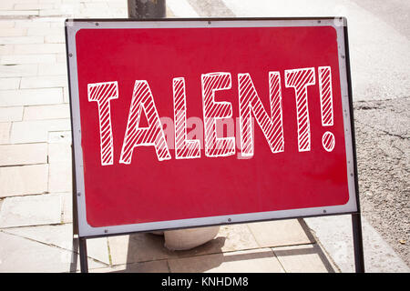 Conceptual hand writing text caption inspiration showing Talent. Business concept for Capability Expertise Know-How Ability written on announcement ro Stock Photo