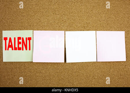 Conceptual hand writing text caption inspiration showing Talent Business concept for Capability Expertise Know-How Ability on the colourful Sticky Not Stock Photo