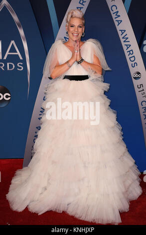 51st CMA Awards at Music City Center - Arrivals  Featuring: Pink Where: Nashville, Tennessee, United States When: 08 Nov 2017 Credit: Judy Eddy/WENN.com Stock Photo