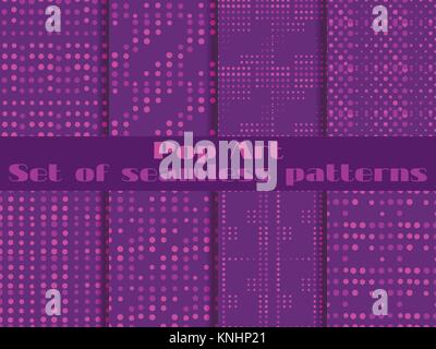 Pop Art seamless pattern, set dotted backgrounds ultra violet color the trend is 2018. Vector illustration Stock Vector