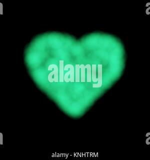 Vector Cloud Heart for Use on Dark Background, has Transparency. Green Smoke Heart on Black Backdrop, Element Can Use as Background Stock Vector