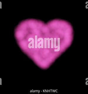Vector Cloud Heart for Use on Dark Background, has Transparency. Pink Smoke Heart on Black Backdrop, Element Can Use as Background Stock Vector