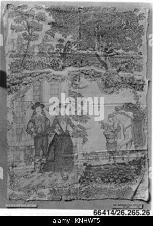 Copper plate printed cotton with King Charles I and Queen Henrietta Maria MET 66414 221931 Stock Photo