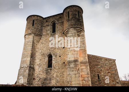 ORADOUR SUR GLANE, FRANCE - December 03, 2017 : outside view of the church where the women and children were burned during the massacre of the village Stock Photo
