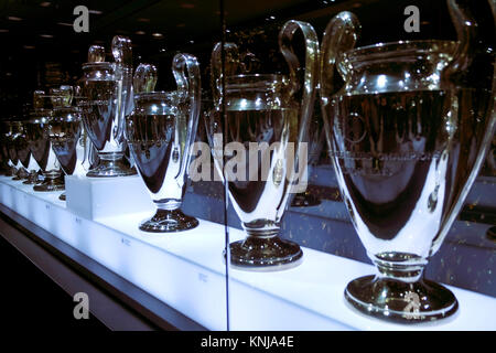 Pokale: Champions League - Santiago Bernabeu Stadion, Real Madrid, Madrid. Stock Photo