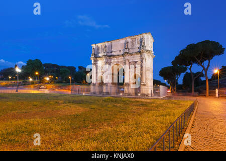 The Arch of Titus at night, Rome, Italy. Stock Photo