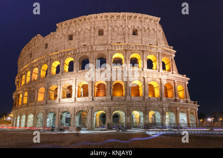 Colosseum or Coliseum at night, Rome, Italy. Stock Photo