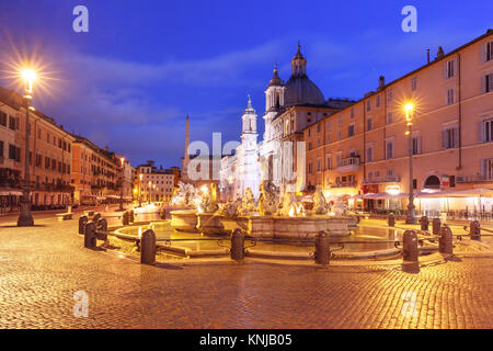 Piazza Navona Square at night, Rome, Italy. Stock Photo