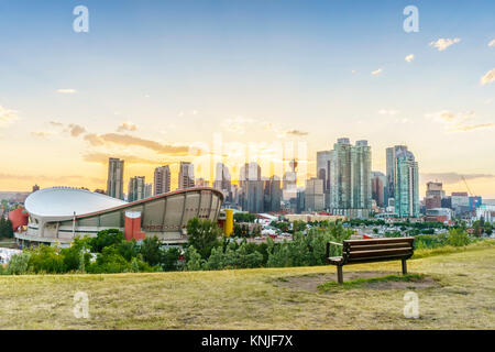 Downtown of Calgary at sunset during summertime, Alberta, Canada Stock Photo