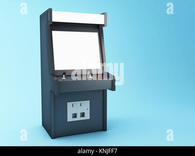 3d illustration. Gaming Arcade Machine with Blank Screen. Stock Photo