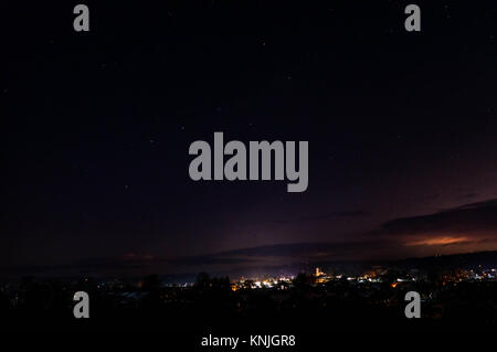 Leonmister, UK. 11th December, 2017. The asterism known as the Plough in the UK or the Big Dipper in the USA which sits in the constellation Ursa Major is seen above the town of Leominster as temperatures drop to -6 centigrade across parts of the United Kingdom. Credit: Jim Wood/Alamy Live News Stock Photo