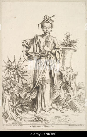 Chinese Peasant print by French painter, draughtsman and etcher, François Boucher (1703-1770), 1738 Stock Photo