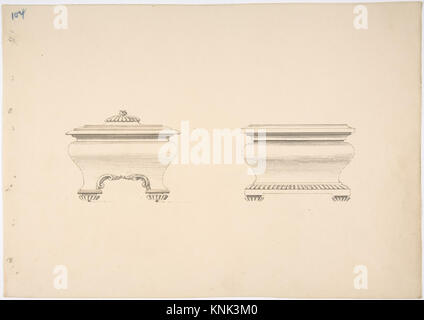 An illustration depicting designs for two caskets, showcasing intricate ...