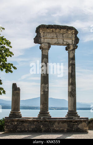 Roman pillar ruins in geneva Switzerland, Europe Stock Photo