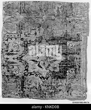 Textile Fragment, first half 17th century, Attributed to India, Medium: Velvet, silk, and metal wrapped yarns Stock Photo