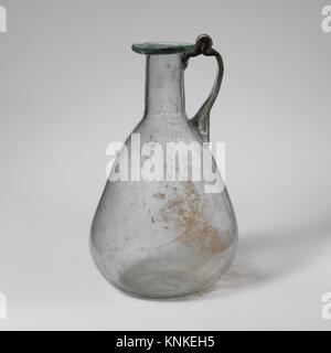 Glass jug. Period: Mid Imperial; Date: 2nd-3rd century A.D; Culture: Roman, Cypriot; Medium: Glass; blown; Dimensions: H. 6 5/8 in. (16.9 cm);