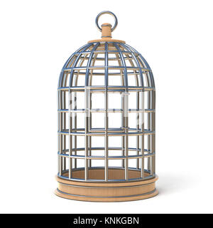 Empty bird cage closed 3D render illustration isolated on white background Stock Photo