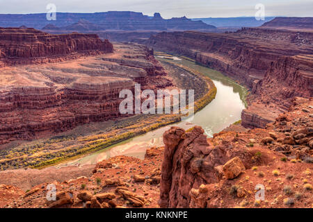 View of the Colorado River from Gooseneck View in Canyonlands National Park, Utah. Stock Photo