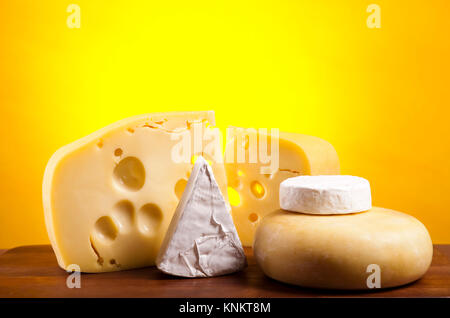Cheese still life, saturated ambient rural theme Stock Photo