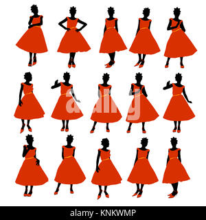 African American Prom Girl silhouette on a white background Stock Photo