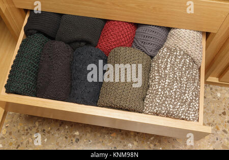 A well-organized drawer, top view Stock Photo