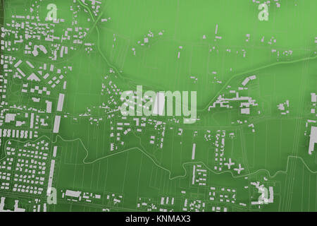 green cartography map city top view. 3d rendering Stock Photo