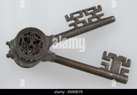 Double Key, 15th-16th century, European, Medium: Iron Stock Photo