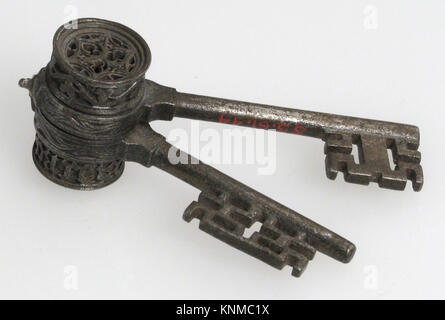 Double Key, 15th-16th century, European, Medium: Iron Stock Photo