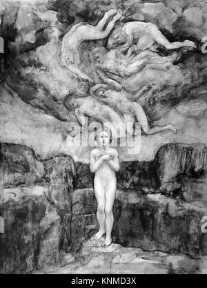 Title: 'I have come down the ages', Artist: Kahlil Gibran (Lebanese, Bsharri 1883–1931 New York), Medium: Watercolor and graphite on paper Stock Photo