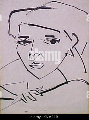Head of a Woman (Franzi), Artist: Ernst Ludwig Kirchner (German, Aschaffenburg 1880–1938 Frauenkirch), ca. 1910-15, Medium: Ink on paper Stock Photo