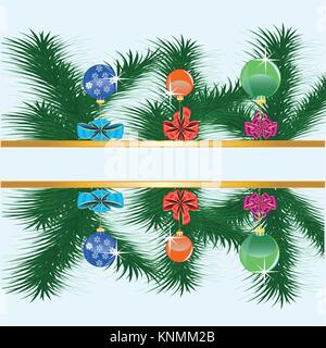 Branch of the fir tree with toy Stock Vector