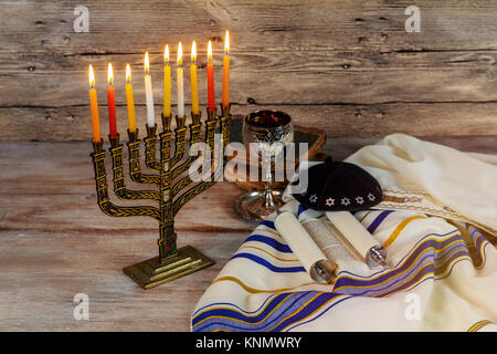 Jewish Holiday symbol Star of David Hanukkah menorah Hanukkah, the Jewish Festival of Lights Stock Photo