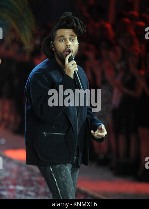 NEW YORK, NY - NOVEMBER 10: Model The Weeknd at the 2015 Victoria's Secret Fashion Show at Lexington Avenue Armory on November 10, 2015 in New York City.   People:  The Weeknd Stock Photo