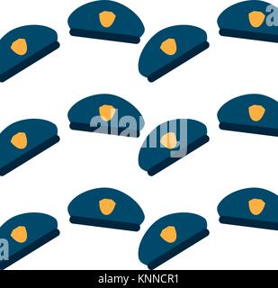 seamless pattern police hat uniform accessory Stock Vector
