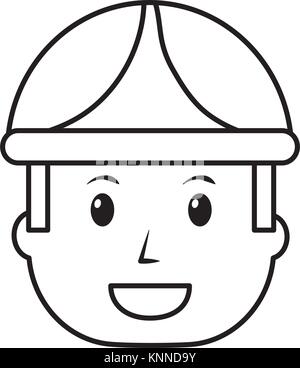 face man worker occupation with helmet protection Stock Vector
