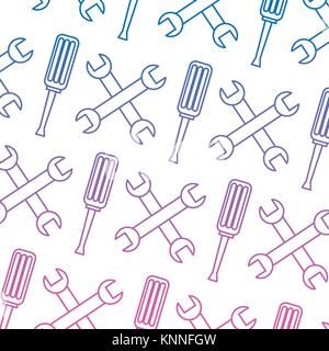 seamless pattern wrench and screwdriver tool repair pattern Stock Vector