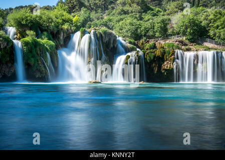 Long Exposure View of waterfall Skradinski Buk in Krka National Park ,one of the Croatian national parks in Sibenik,Croatia. Stock Photo