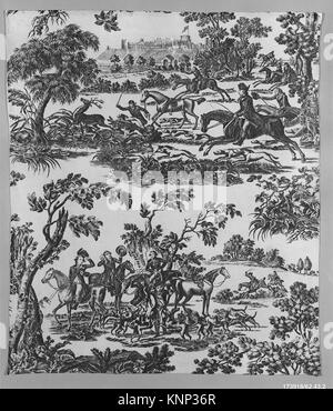 Copper plate printed cotton with King George III hunting in Windsor Park MET 173918 228850 Stock Photo