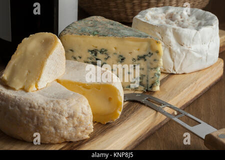 French cheese platter with variety of different cheeses for dessert Stock Photo