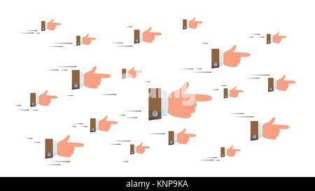 Pointing Finger Sign Vector. Flying Businessman Hands. Social Media Look Symbols Networking Concept. Showing Direction Or Way. Isolated Illustration Stock Vector