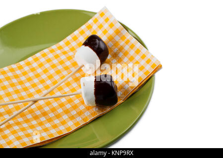 closed up marshmallows in stick Stock Photo